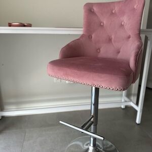 Chic Pink Velvet Barstool